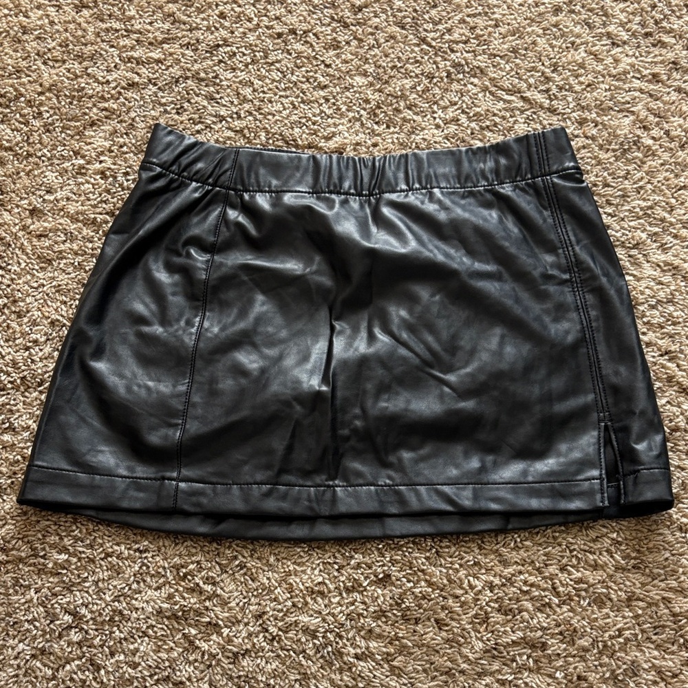 American Eagle Black Faux Leather Mini Skirt
